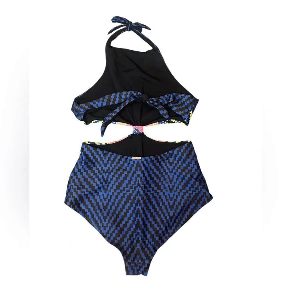 Mara Hoffman Blue and Pink Cutout Swimsuit - Picture 6 of 10